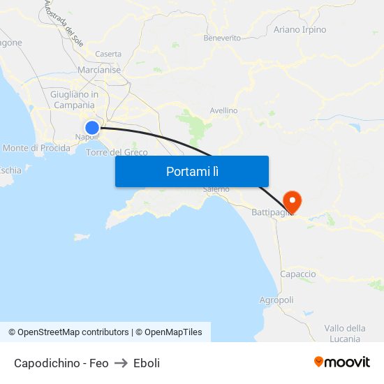 Capodichino - Feo to Eboli map