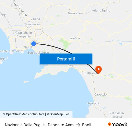 Nazionale Delle Puglie - Deposito Anm to Eboli map