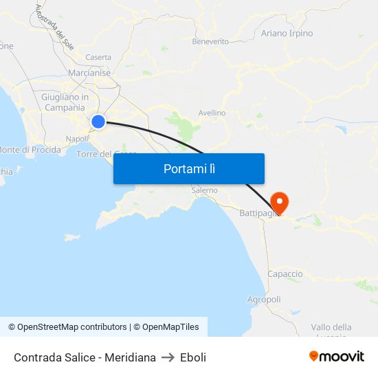 Contrada Salice - Meridiana to Eboli map