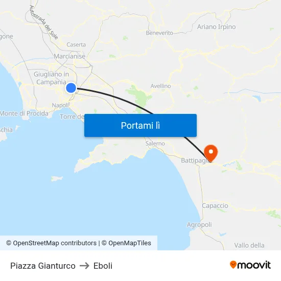 Piazza Gianturco to Eboli map