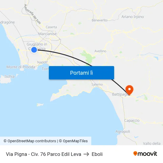 Via Pigna - Civ. 76 Parco Edil Leva to Eboli map