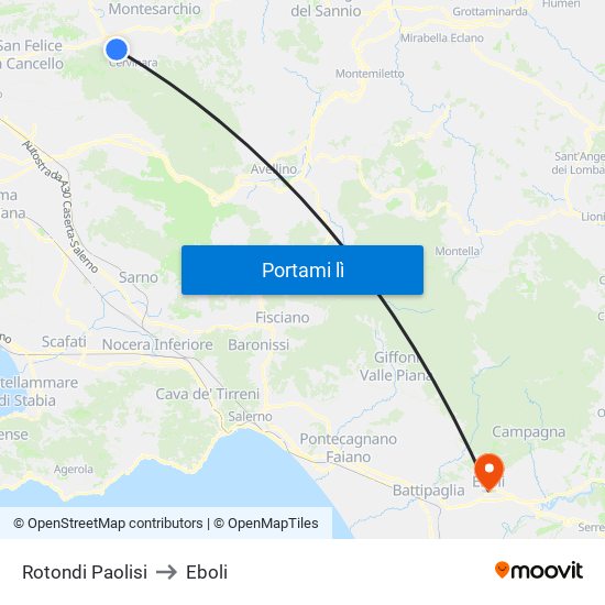 Rotondi Paolisi to Eboli map