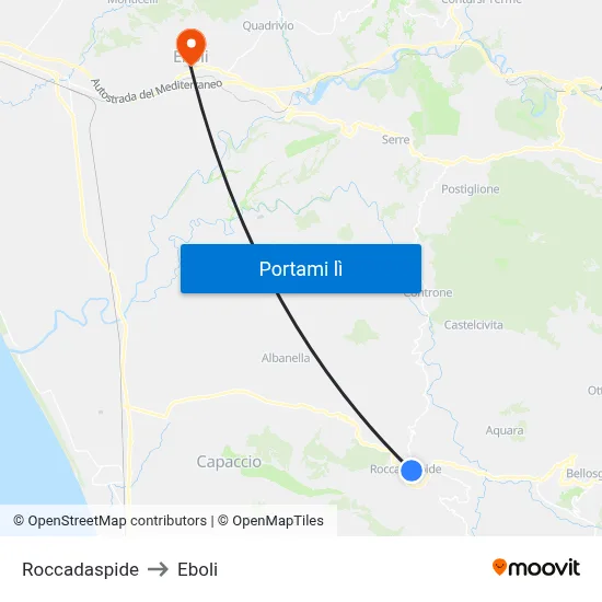 Roccadaspide to Eboli map