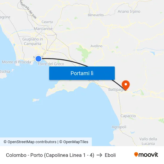 Colombo - Porto (Capolinea Linea 1 - 4) to Eboli map