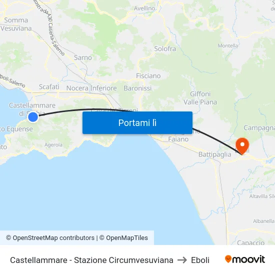 Castellammare - Stazione Circumvesuviana to Eboli map
