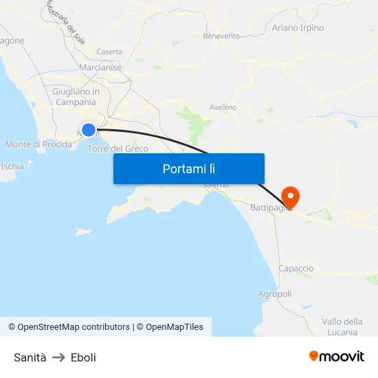 Sanità to Eboli map