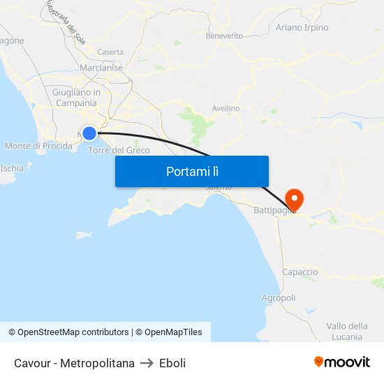 Cavour - Metropolitana to Eboli map