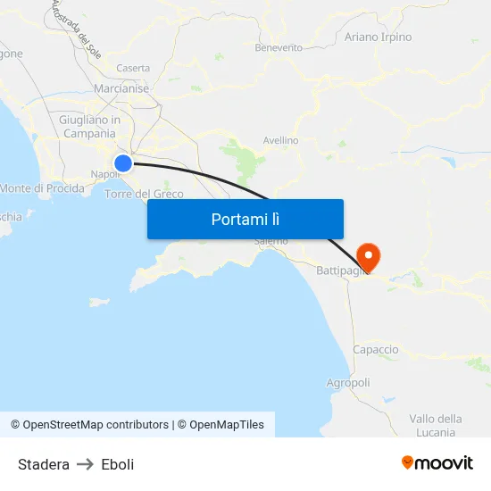 Stadera to Eboli map
