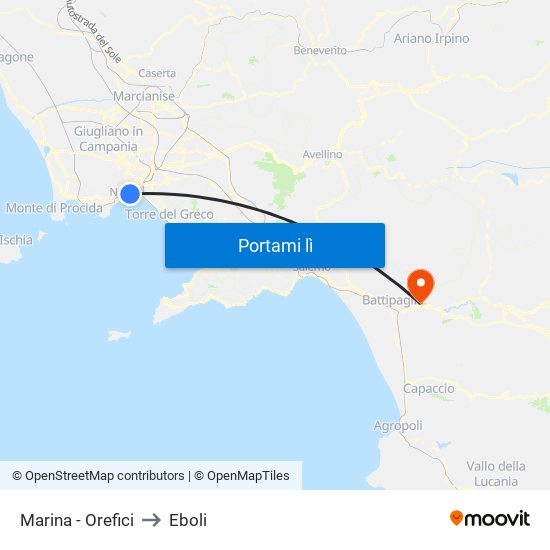 Marina - Orefici to Eboli map