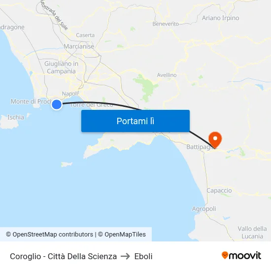 Coroglio - Città Della Scienza to Eboli map