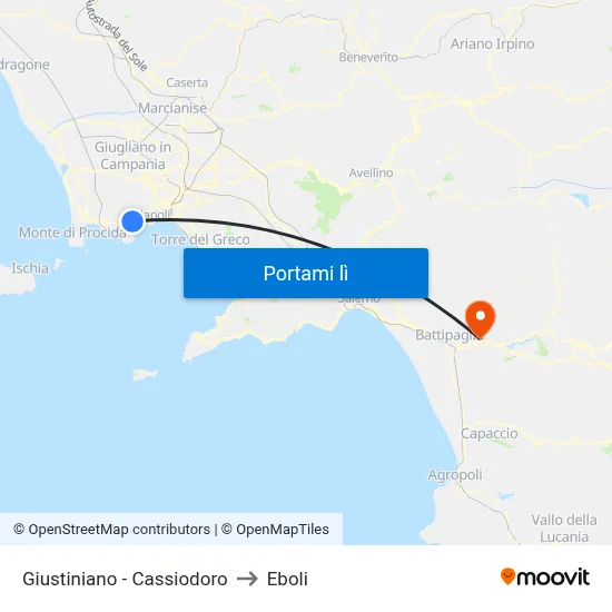 Giustiniano - Cassiodoro to Eboli map