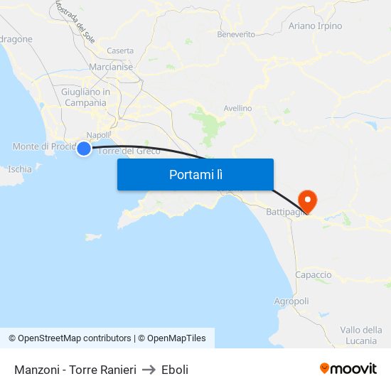 Manzoni - Torre Ranieri to Eboli map