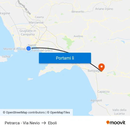 Petrarca - Via Nevio to Eboli map