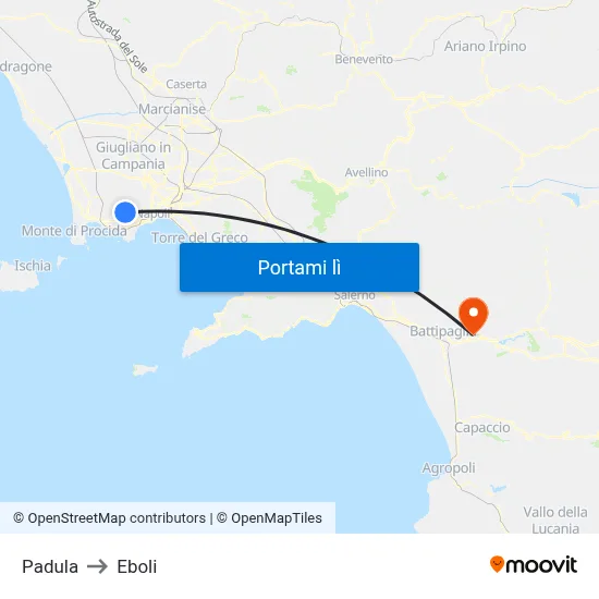 Padula to Eboli map