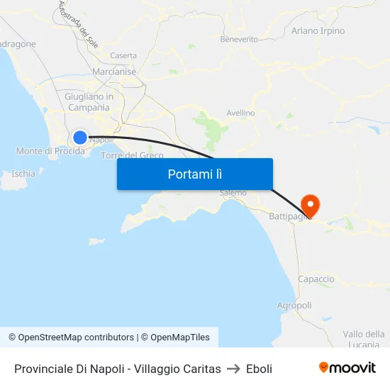 Provinciale Di Napoli - Villaggio Caritas to Eboli map