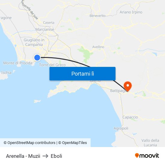 Arenella - Muzii to Eboli map