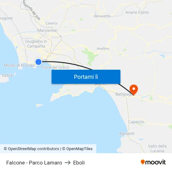 Falcone - Parco Lamaro to Eboli map