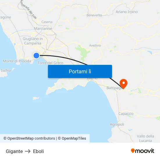 Gigante to Eboli map