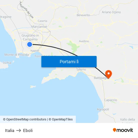 Italia to Eboli map