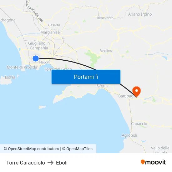 Torre Caracciolo to Eboli map