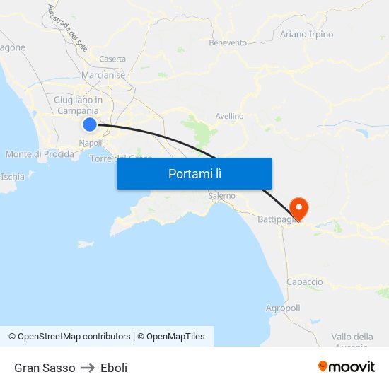 Gran Sasso to Eboli map