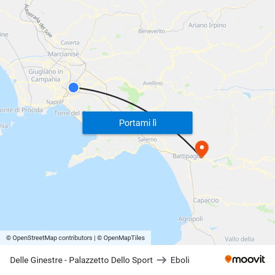 Delle Ginestre - Palazzetto Dello Sport to Eboli map