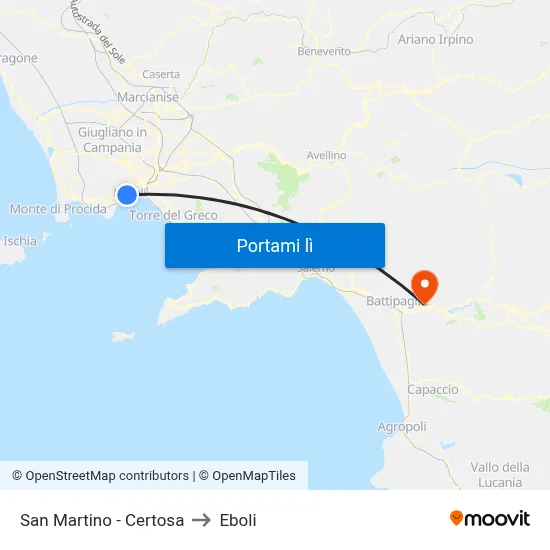 San Martino - Certosa to Eboli map