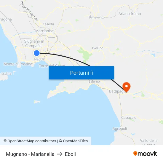 Mugnano - Marianella to Eboli map