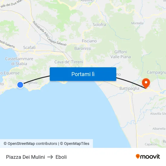 Piazza Dei Mulini to Eboli map