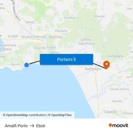 Amalfi Porto to Eboli map