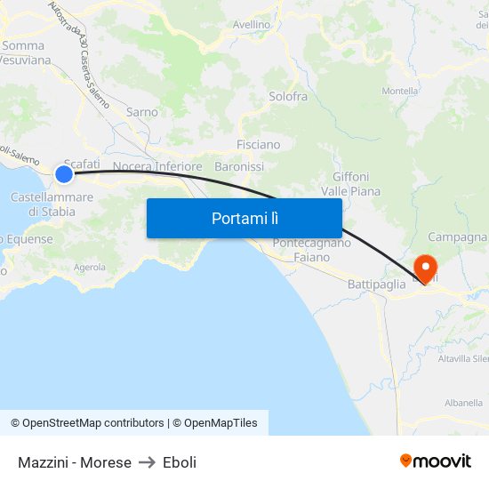 Mazzini - Morese to Eboli map