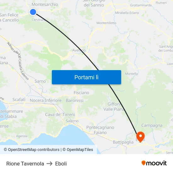 Rione Tavernola to Eboli map