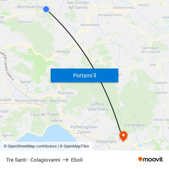 Tre Santi - Colagiovanni to Eboli map