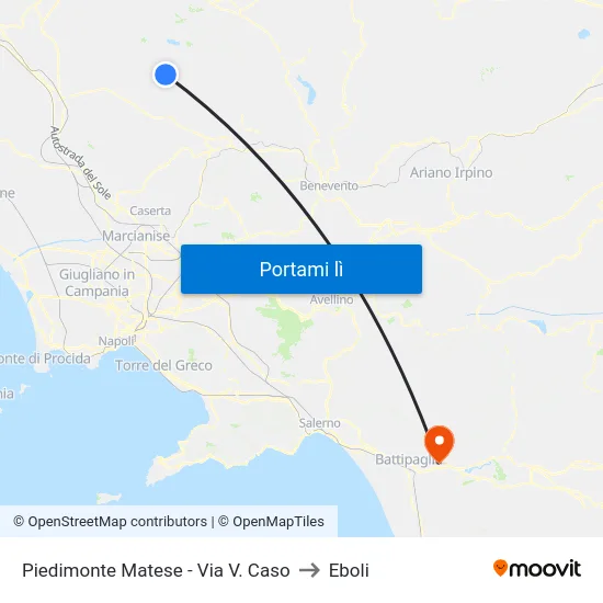 Piedimonte Matese - Via V. Caso to Eboli map