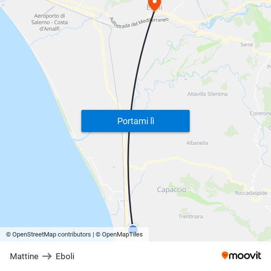 Mattine to Eboli map