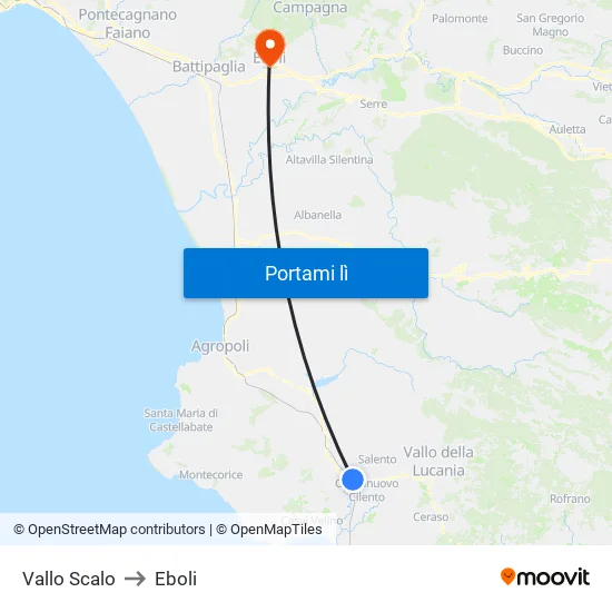 Vallo Scalo to Eboli map