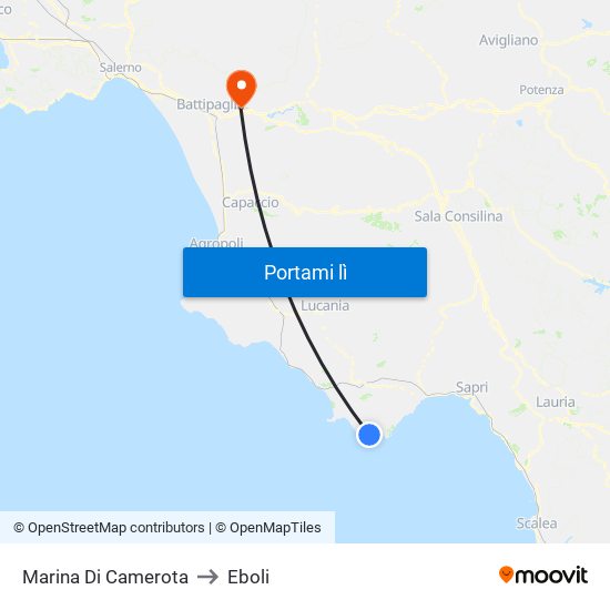 Marina Di Camerota to Eboli map