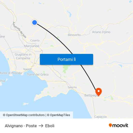 Alvignano - Poste to Eboli map