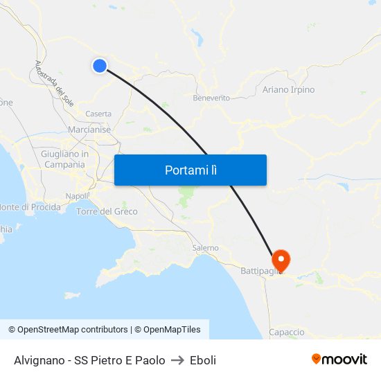 Alvignano - SS Pietro E Paolo to Eboli map