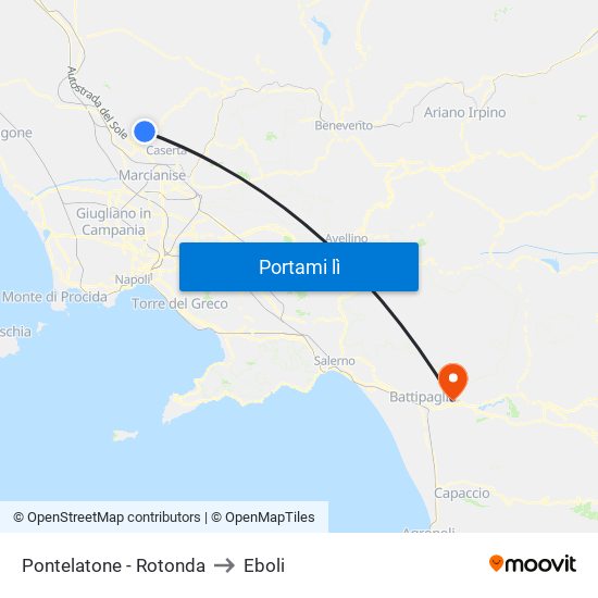 Pontelatone - Rotonda to Eboli map