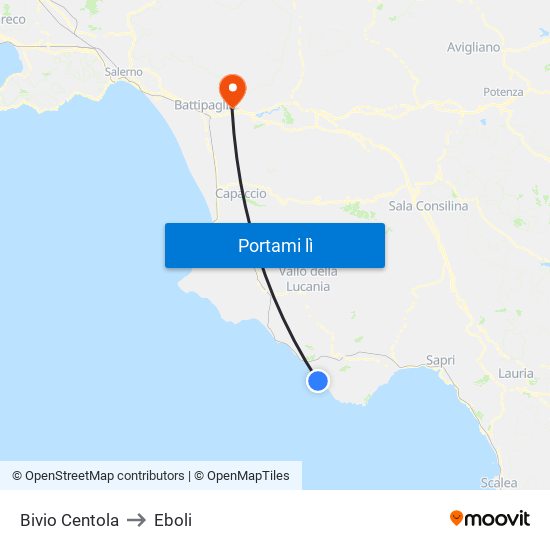 Bivio Centola to Eboli map
