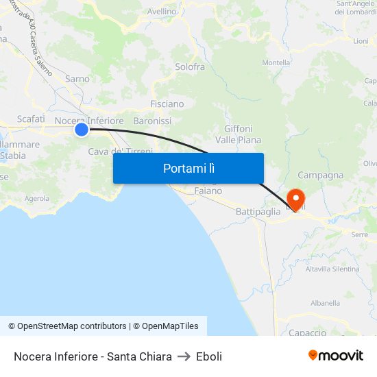 Nocera Inferiore - Santa Chiara to Eboli map