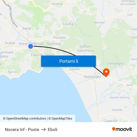 Nocera Inf - Poste to Eboli map