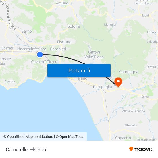 Camerelle to Eboli map