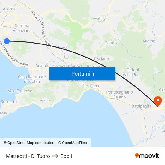 Matteotti - Di Tuoro to Eboli map