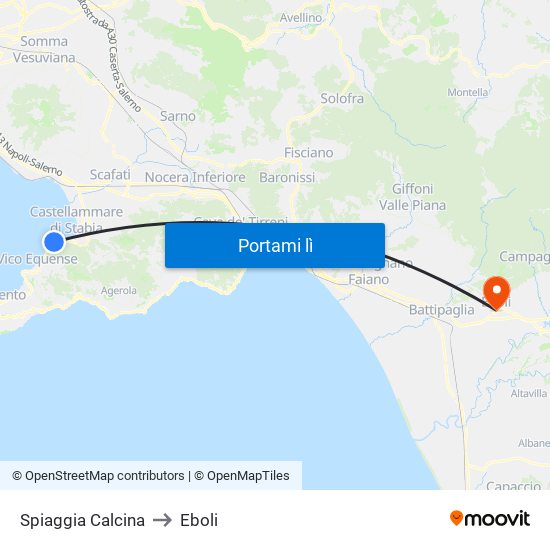 Spiaggia Calcina to Eboli map