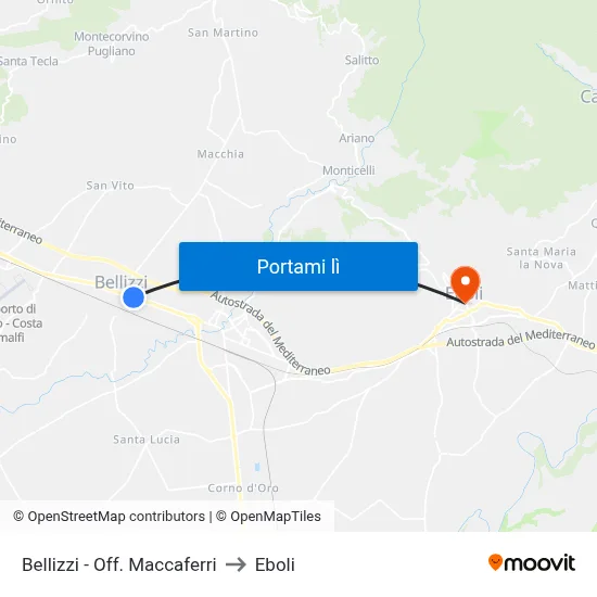 Bellizzi - Off. Maccaferri to Eboli map