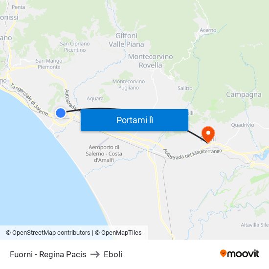 Fuorni - Regina Pacis to Eboli map
