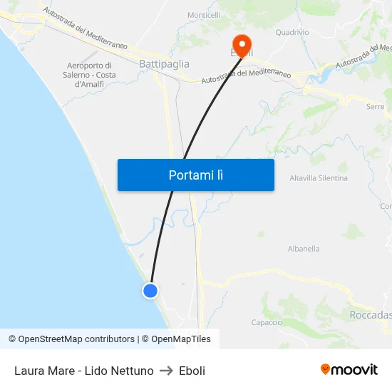 Laura Mare - Lido Nettuno to Eboli map