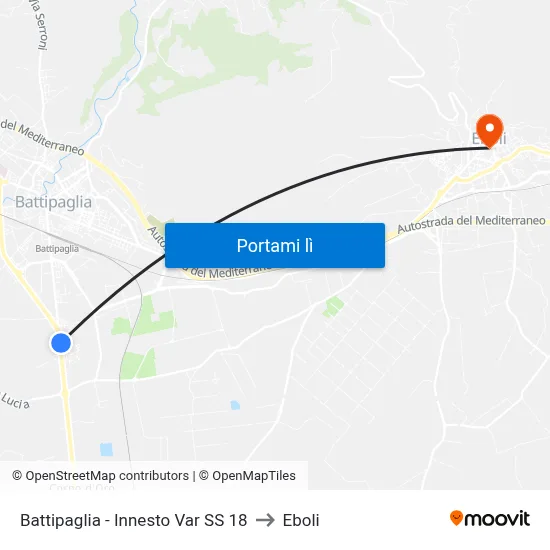 Battipaglia - Innesto Var SS 18 to Eboli map